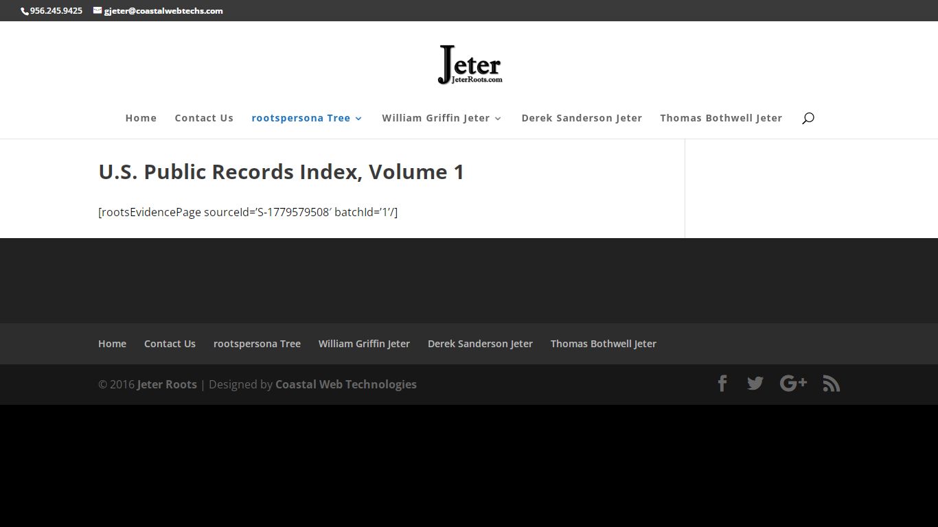 U.S. Public Records Index, Volume 1 | Jeter Roots