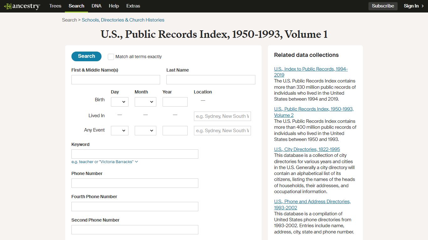 U.S., Public Records Index, 1950-1993, Volume 1 - Ancestry